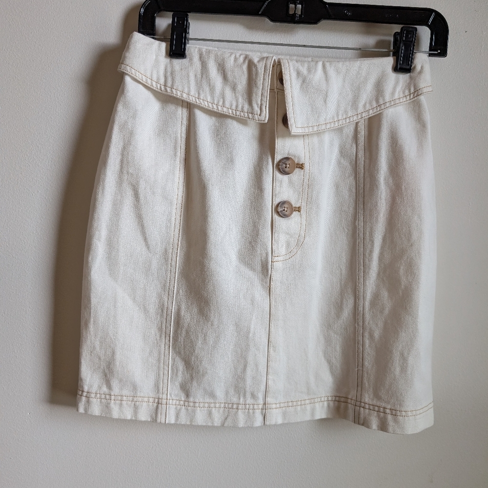 MINKPINK Off-White Buttoned Mini Skirt
